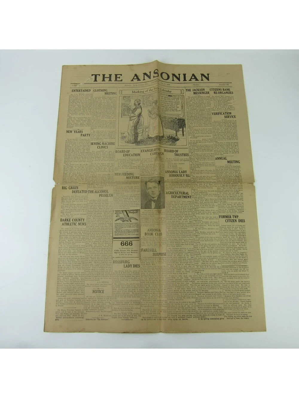 The Ansonian Newspaper Ansonia Darke County Ohio Thursday Jan 1928 Antique RARE